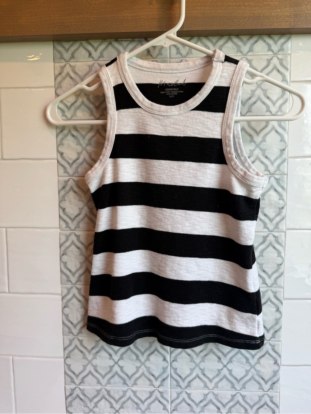 Essentials Black & White Striped Tank Top for Kids